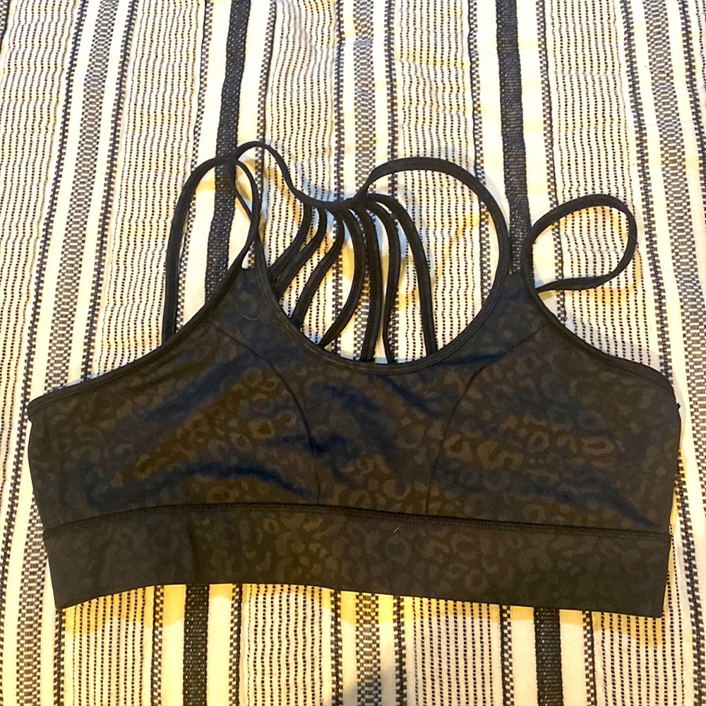 Constantly varied gear black leopard sports bra retired style